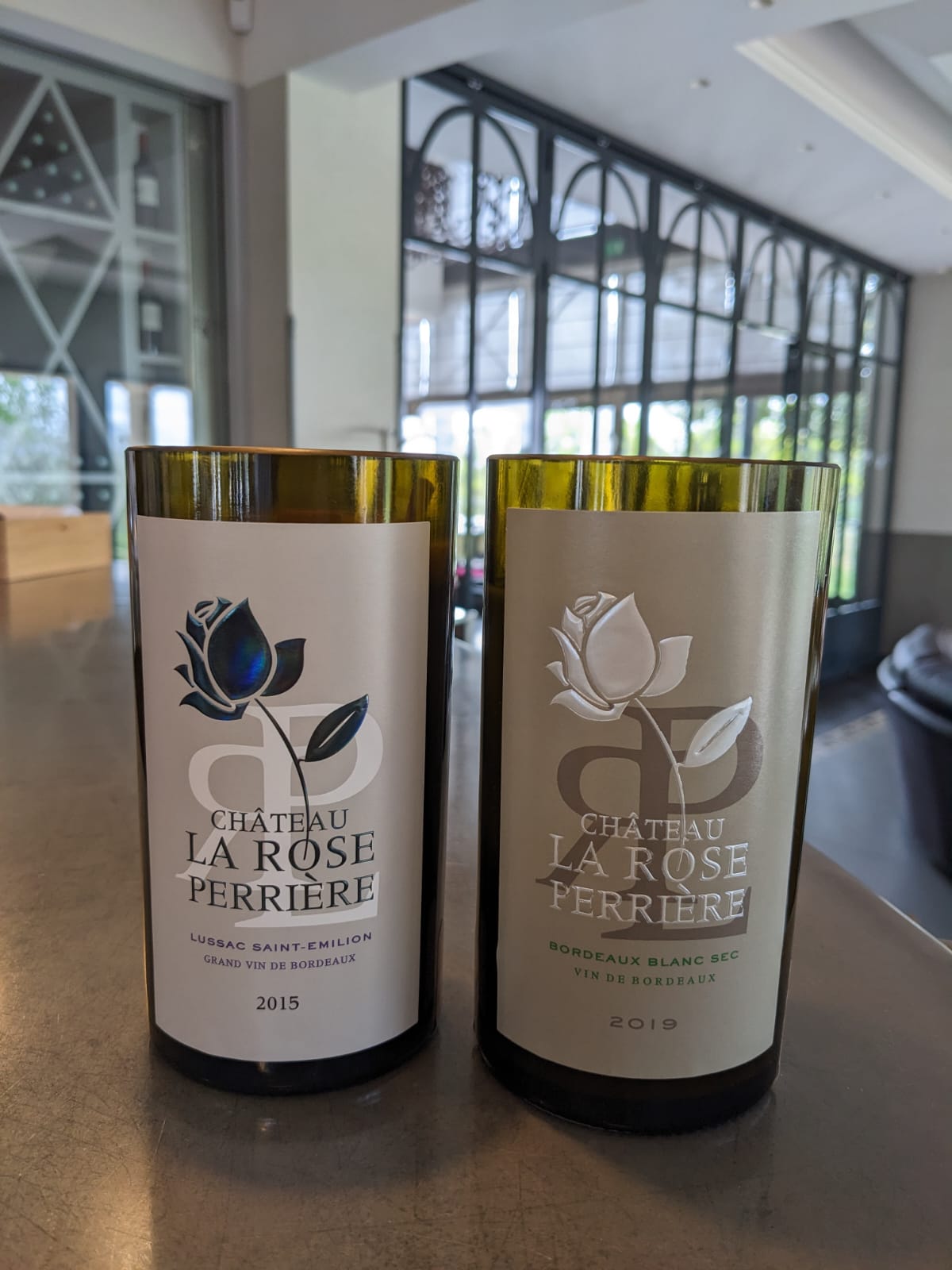 Deux bougies &agrave; partir de bouteille r&eacute;cycl&eacute;es La Rose Perri&egrave;re