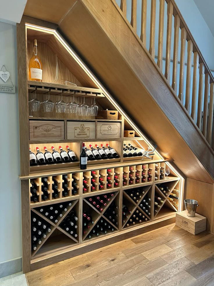 Cave &agrave; vins incorpor&eacute;e sous l'escalier