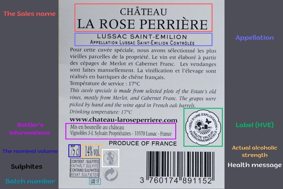 Chateau La Rose Perriere label information
