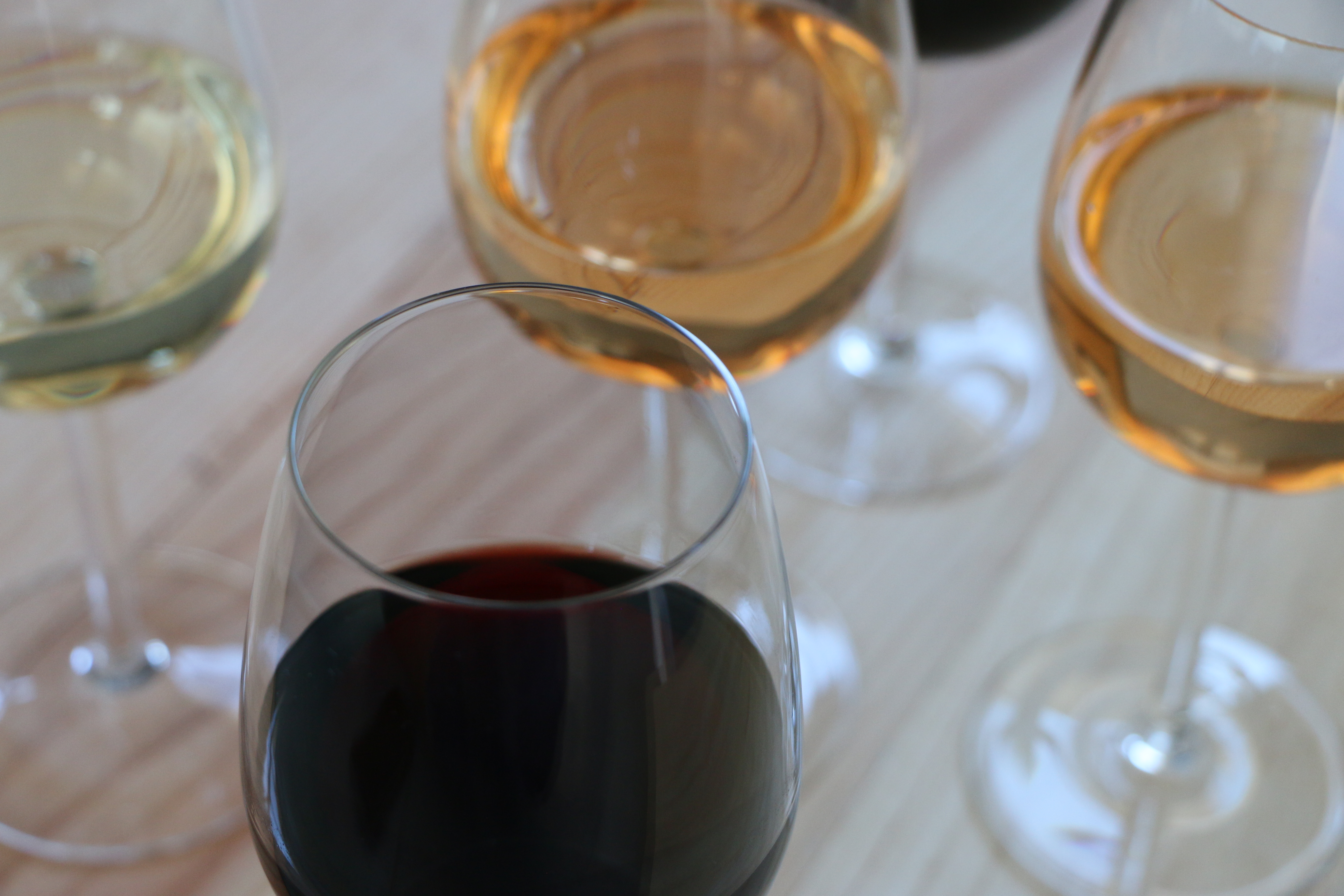 verres remplis de vins pour une degustation