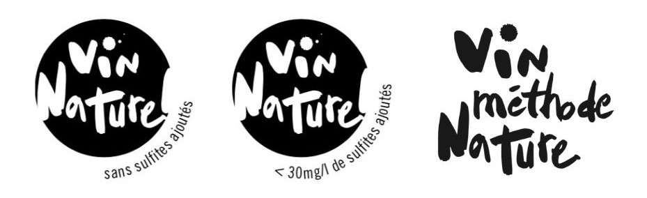 Logos Vin Nature avec les mentions des sulfites et logo Vin Méthode Nature