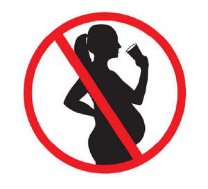Logo message sanitaire femme enceinte avec un verre